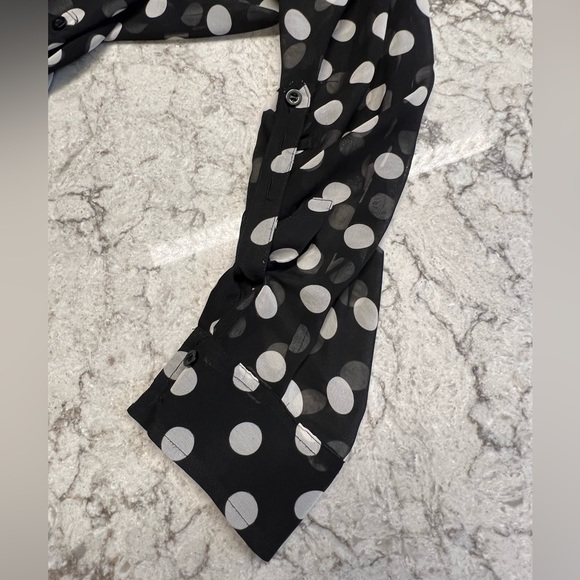 Free People Black Polka Dot Adjustable Sleeves Blouse - See Measurements!! - Picture 12 of 14